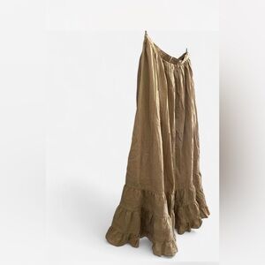 Ralph Lauren Tan Maxi Prairie cottagecore western ruffle Skirt